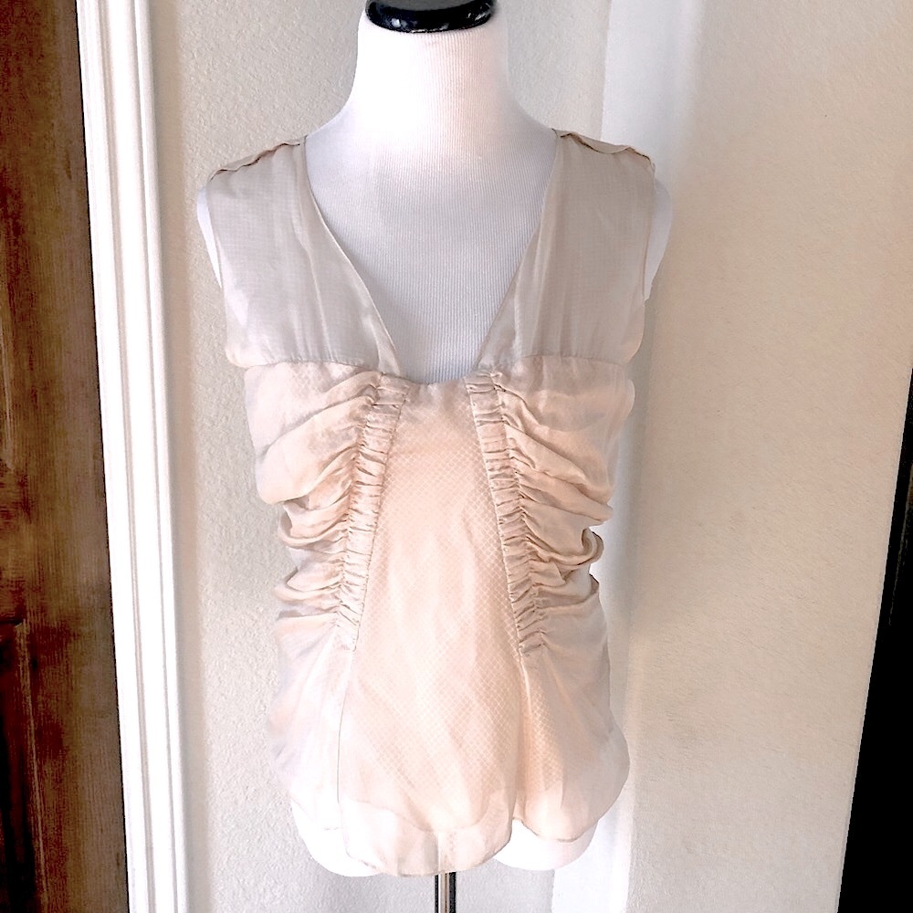 Reed Krakoff Silk Mesh Top Ballet Core Fairy Feminine Coachella Nude Blush 8